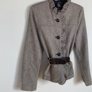 Willi Smith Brown and cream blazer with belt.